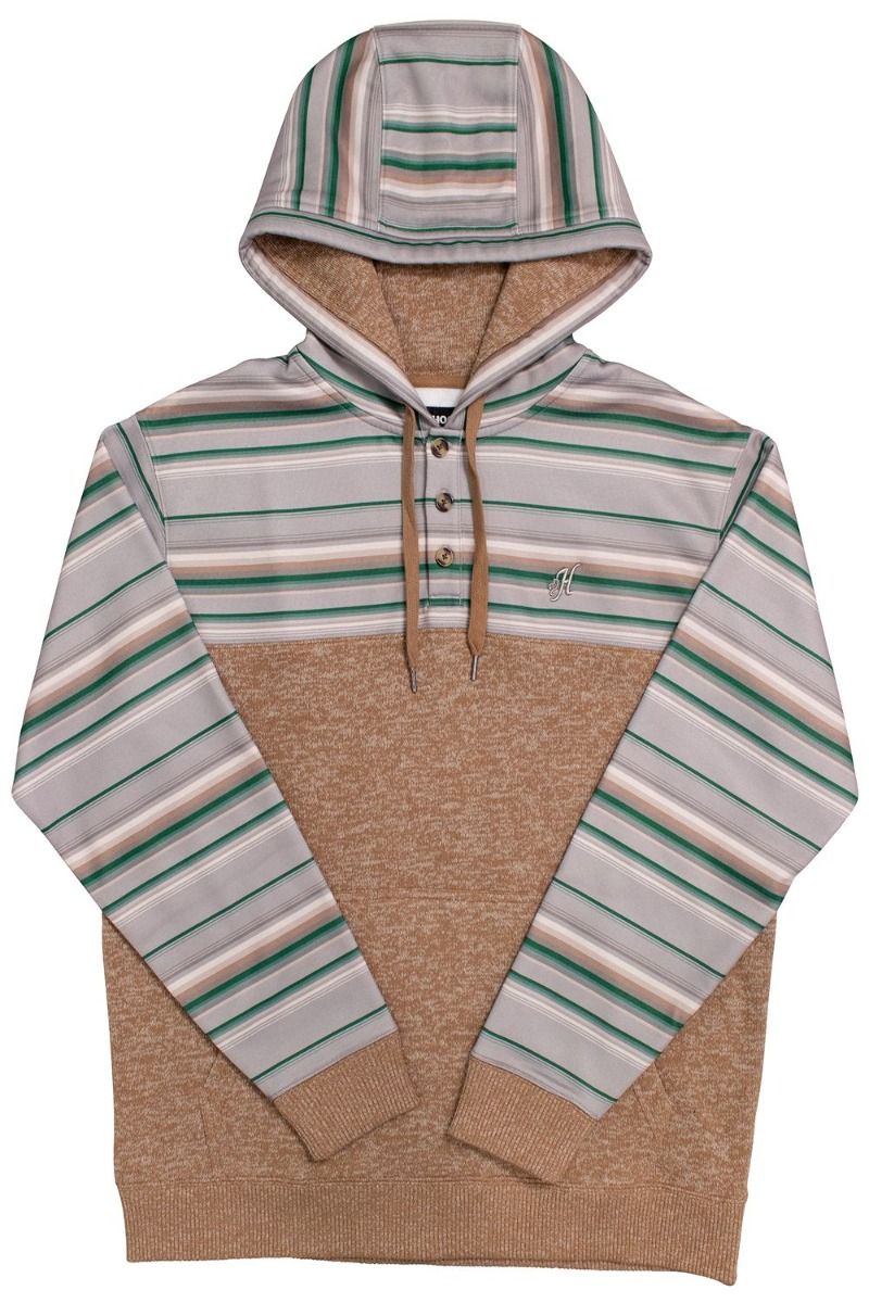 Jimmy Men's Tan Hoody with Multi Colored Stripes