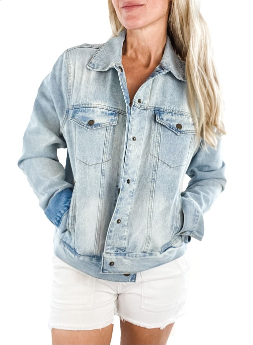 Ladies Classic Light Wash Denim Jacket