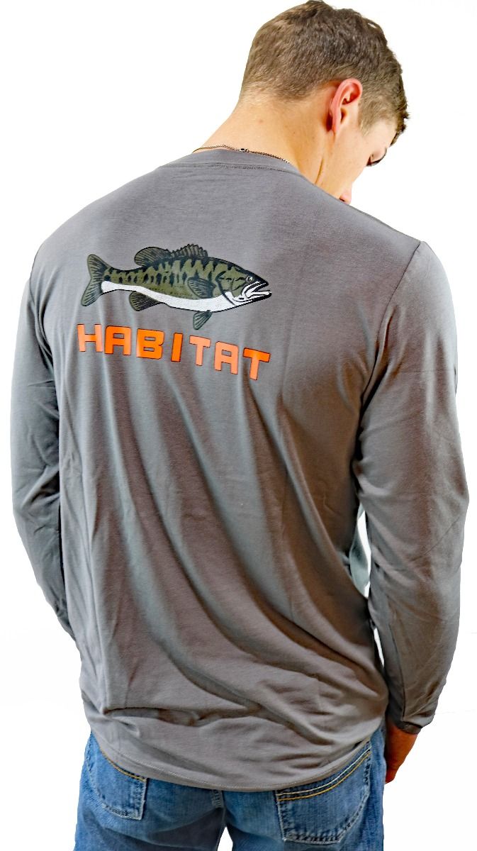 Bass Habitat Bamboo Long Sleeve Shirt In Gray HT1621GY