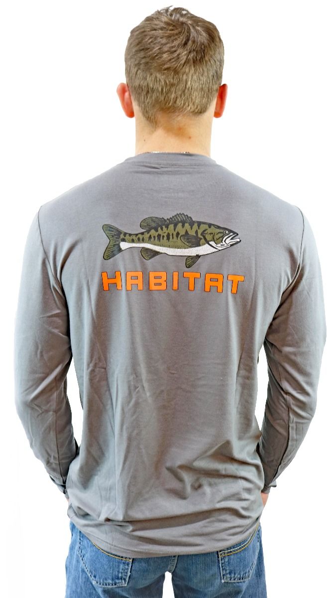 Bass Habitat Bamboo Long Sleeve Shirt In Gray HT1621GY