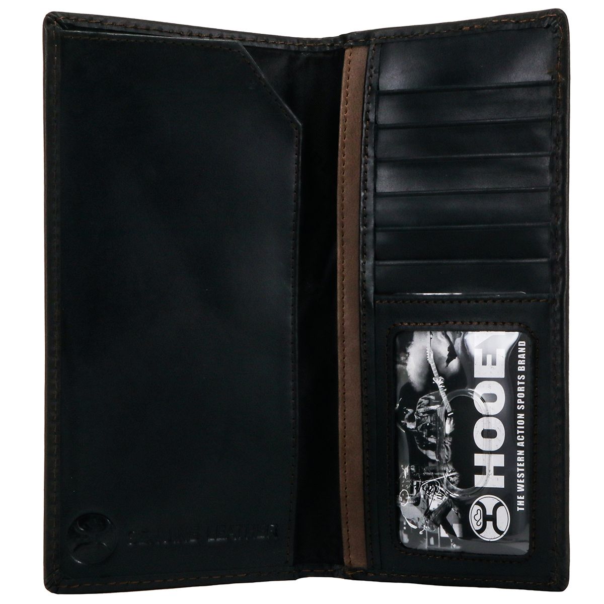 Hooey Smooth Black Rodeo Wallet With Brow Double Stitched Accent Edge