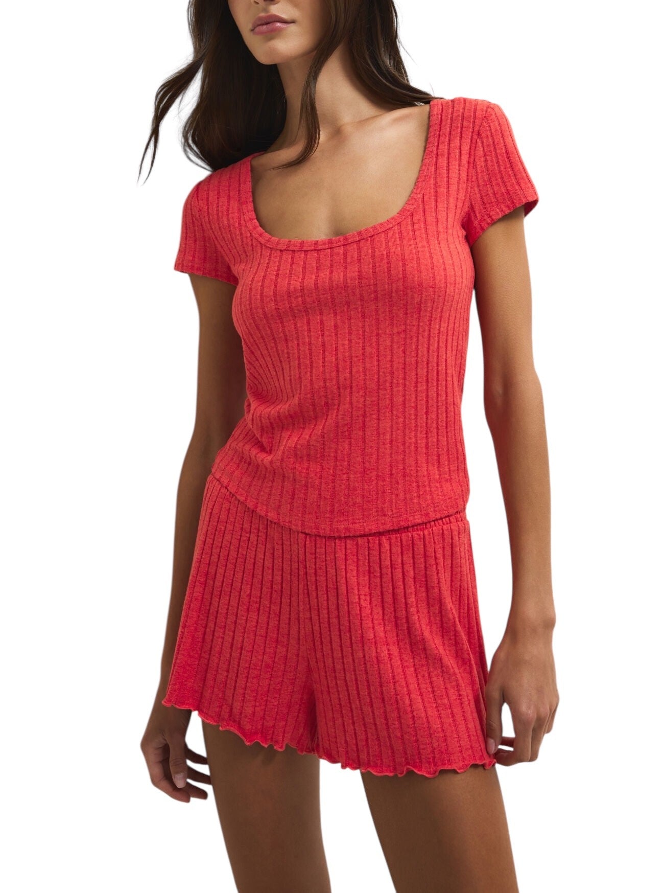 Flower Market Rib Tee in Crimson Crush