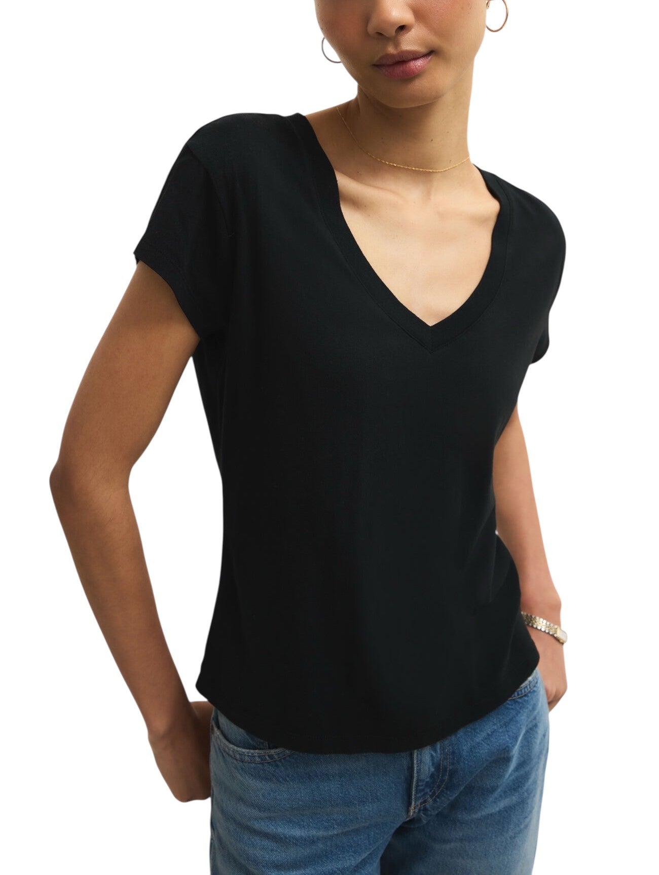 Modern V-Neck Tee in Black by Z Supply