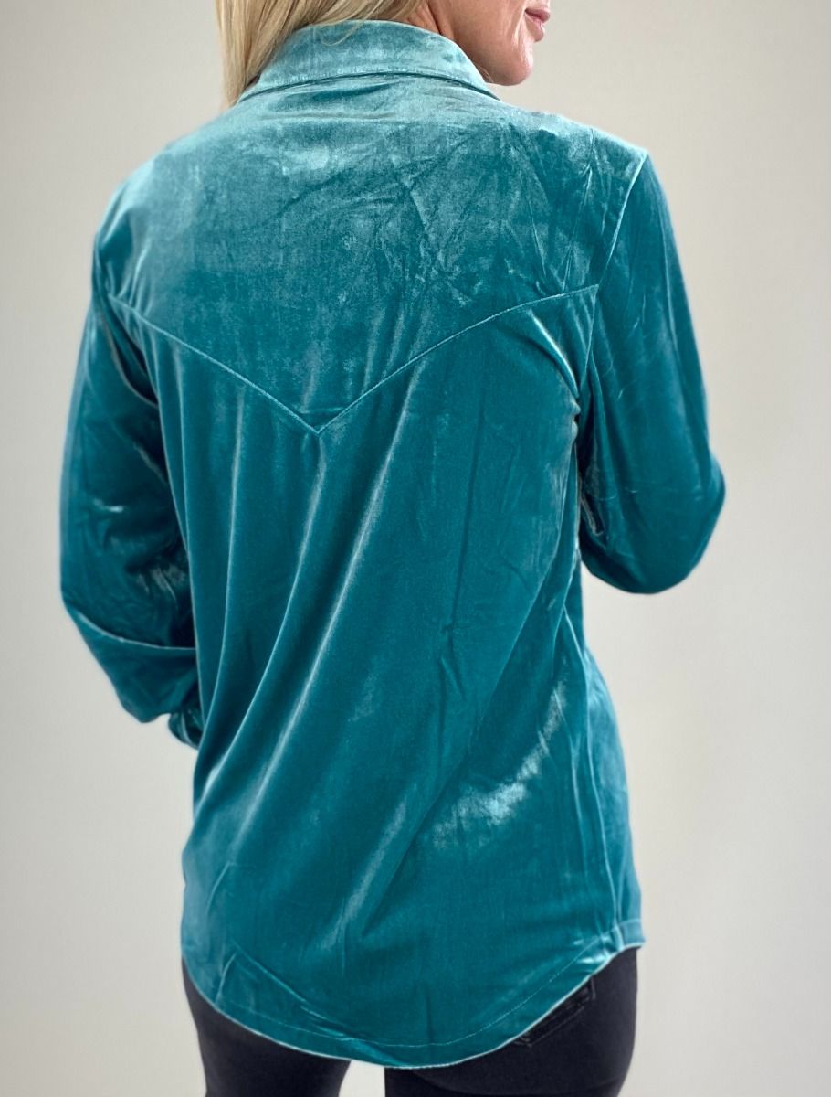 Washed Velvet Turquoise Barrington Blouse