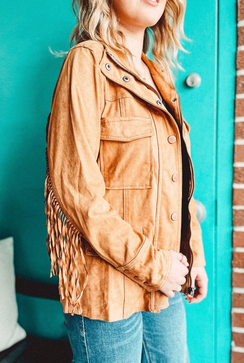 Levi Fringed Dark Tan Jacket By Dear John DJM62E165DKN