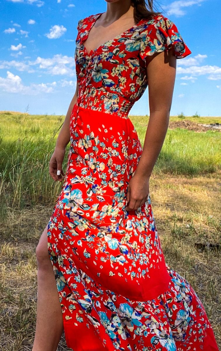 Miss Me Floral Print Maxi Dress