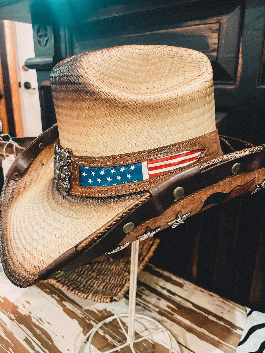 Spangled Banner Western Style Straw Hat by Austin Traders