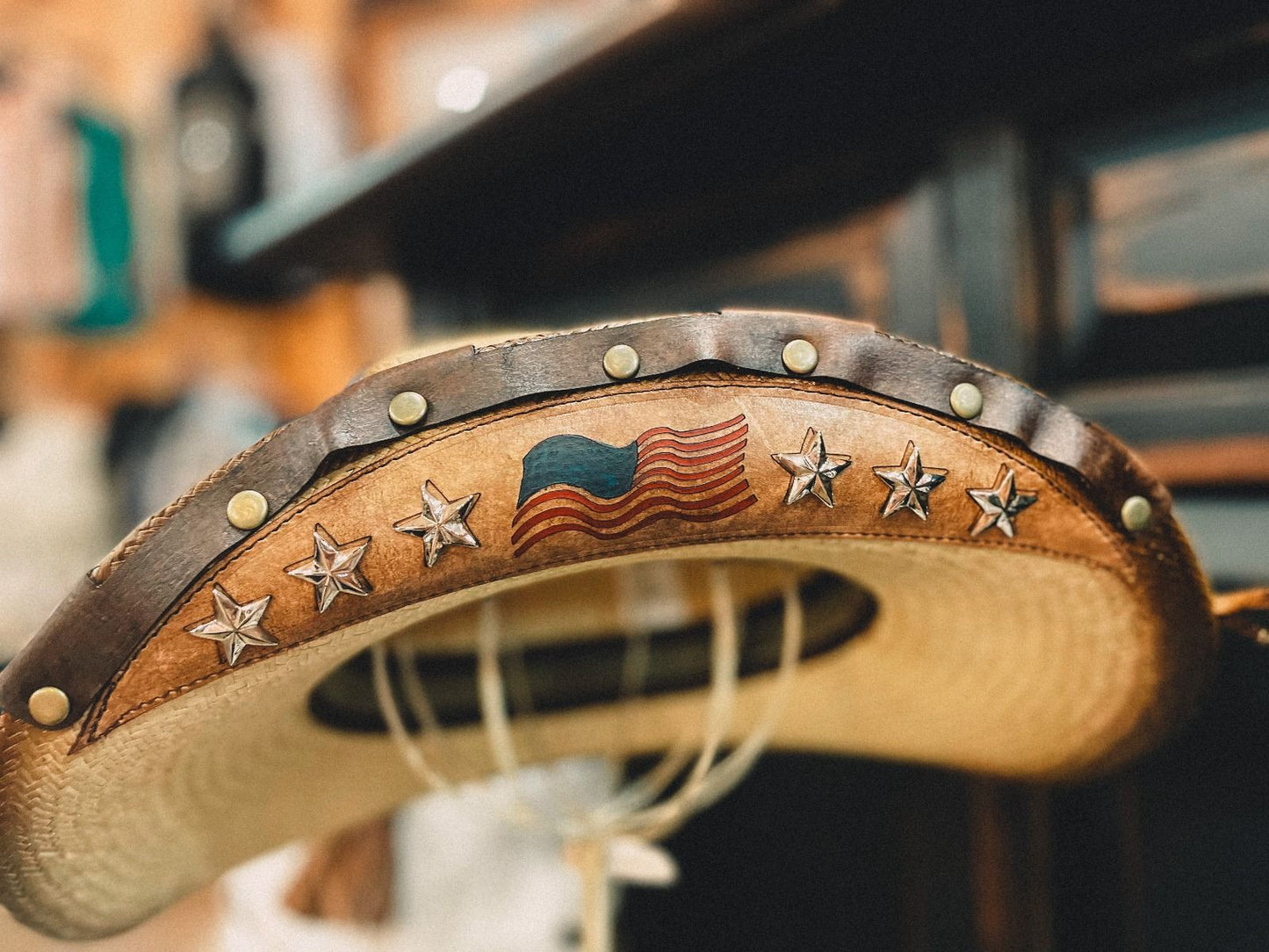 Spangled Banner Western Style Straw Hat by Austin Traders