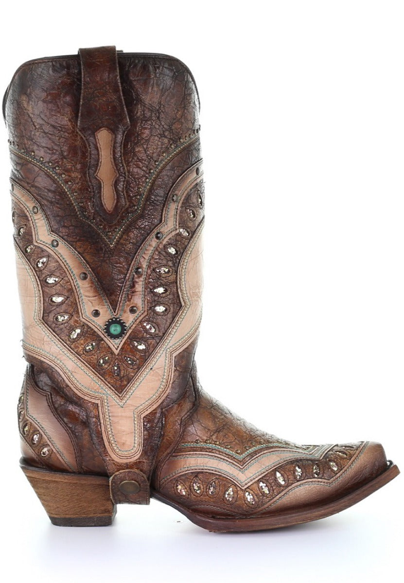 Corral Women's Brown Orix Removable Shaft Snip Toe Western Boots C3528