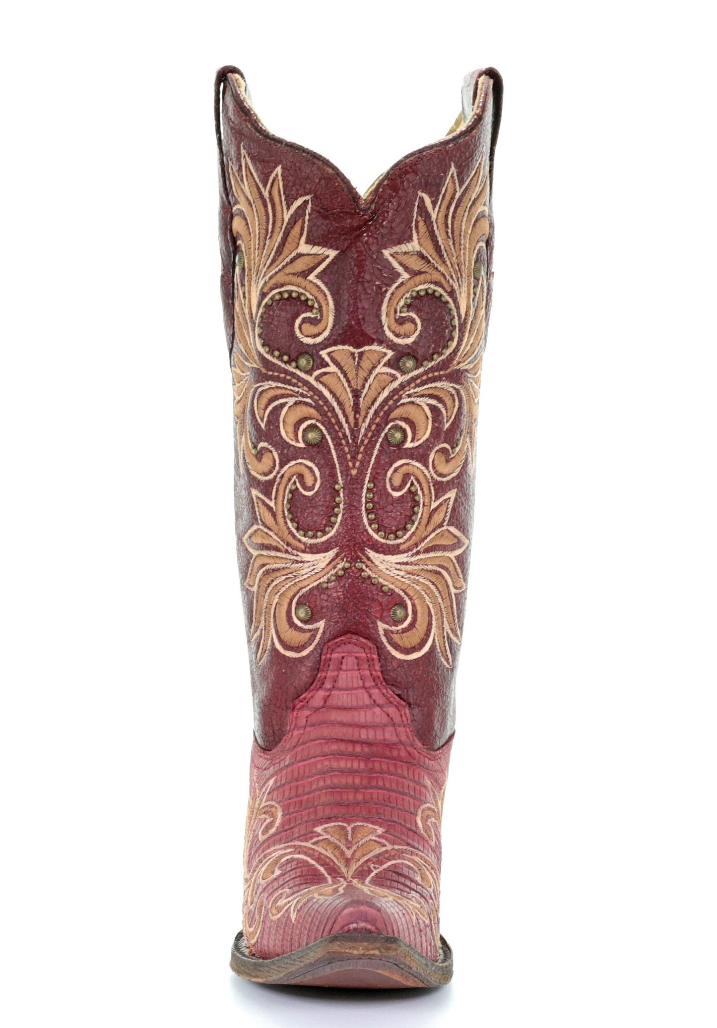 Corral Red Lizard Embroidered and Studs Boots