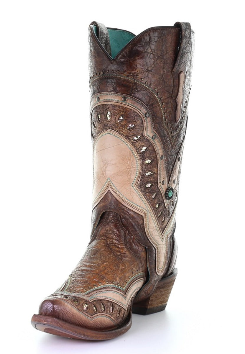 Corral Women's Brown Orix Removable Shaft Snip Toe Western Boots C3528