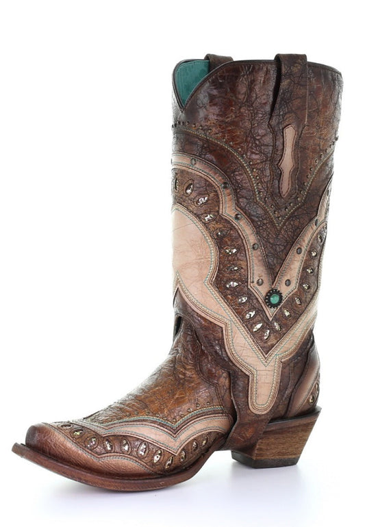 Corral Women's Brown Orix Removable Shaft Snip Toe Western Boots C3528