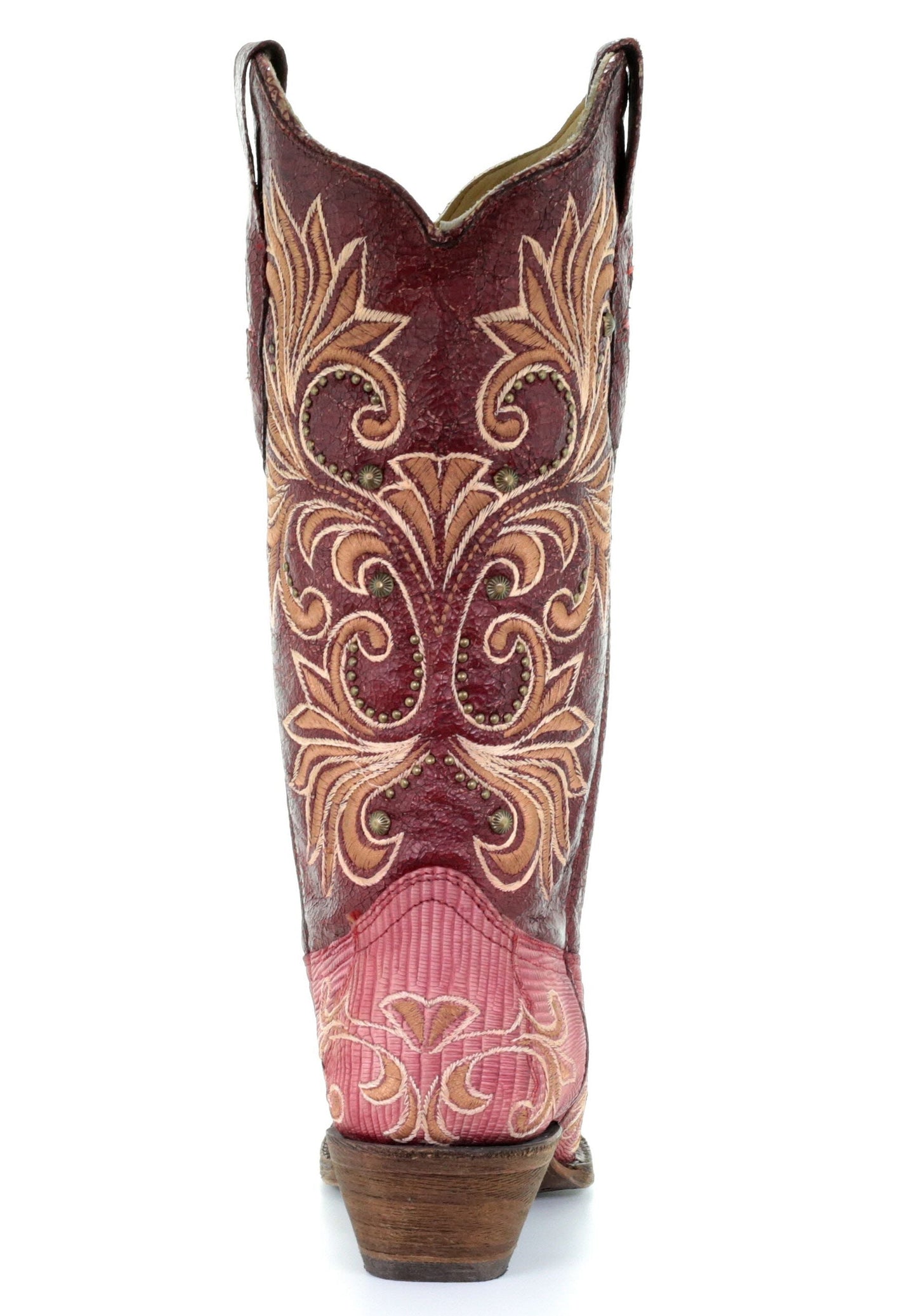 Corral Red Lizard Embroidered and Studs Boots