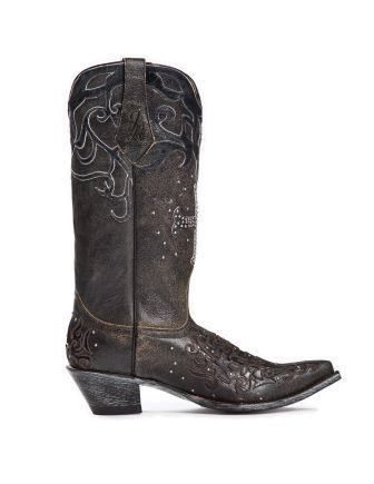 Johnny Ringo Sagrada Collection Black Crackle Boots