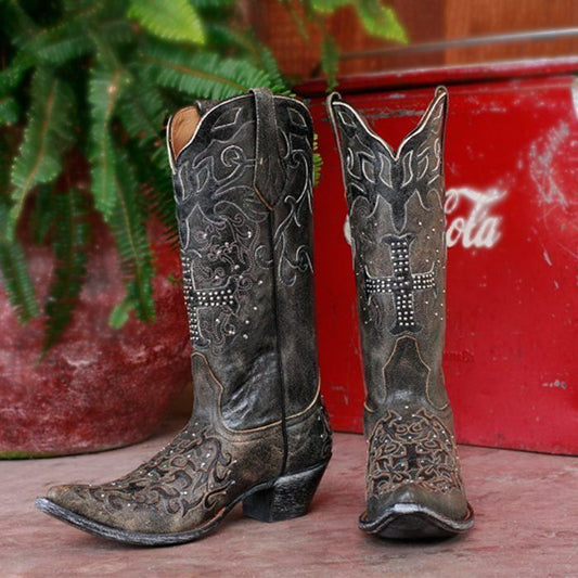 Johnny Ringo Sagrada Collection Black Crackle Boots