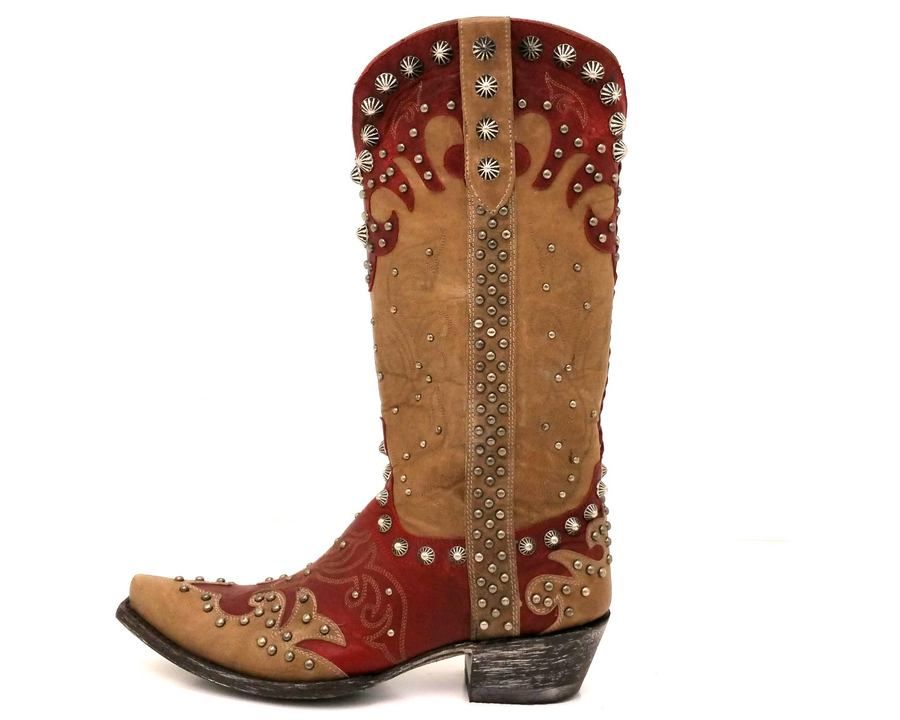 Old Gringo Raelene 13" Vesuvio Bone and Red Boots