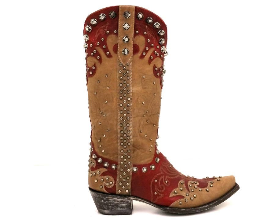 Old Gringo Raelene 13" Vesuvio Bone and Red Boots