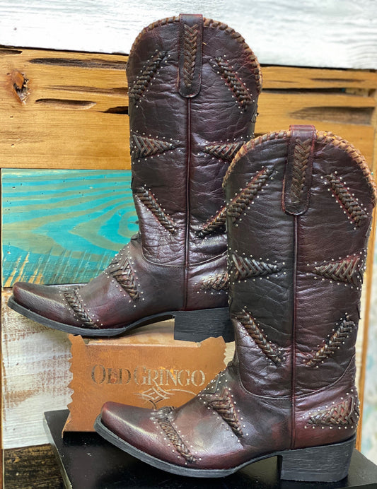 Old Gringo Red Arcangel 13" Whipstitch Stud Boots