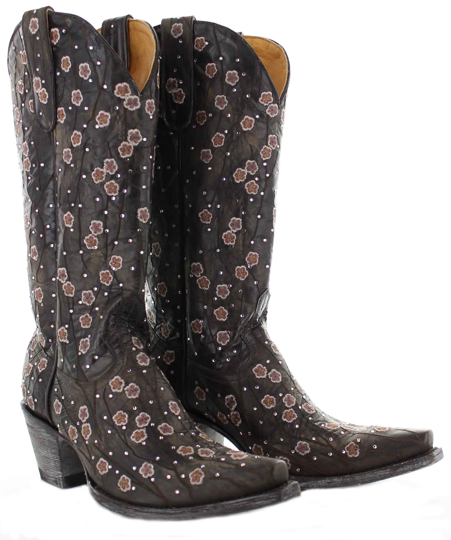 Old Gringo Chocolate Byroni 13" Shaft Floral Crystal Boots