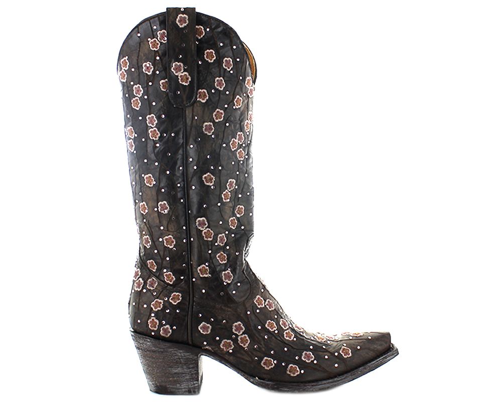 Old Gringo Chocolate Byroni 13" Shaft Floral Crystal Boots