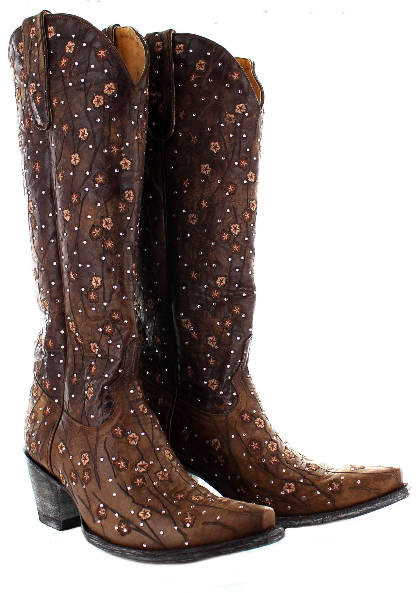 Old Gringo Brass Byroni 15" Shaft Floral Crystal Boots