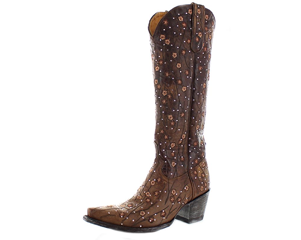 Old Gringo Brass Byroni 15" Shaft Floral Crystal Boots