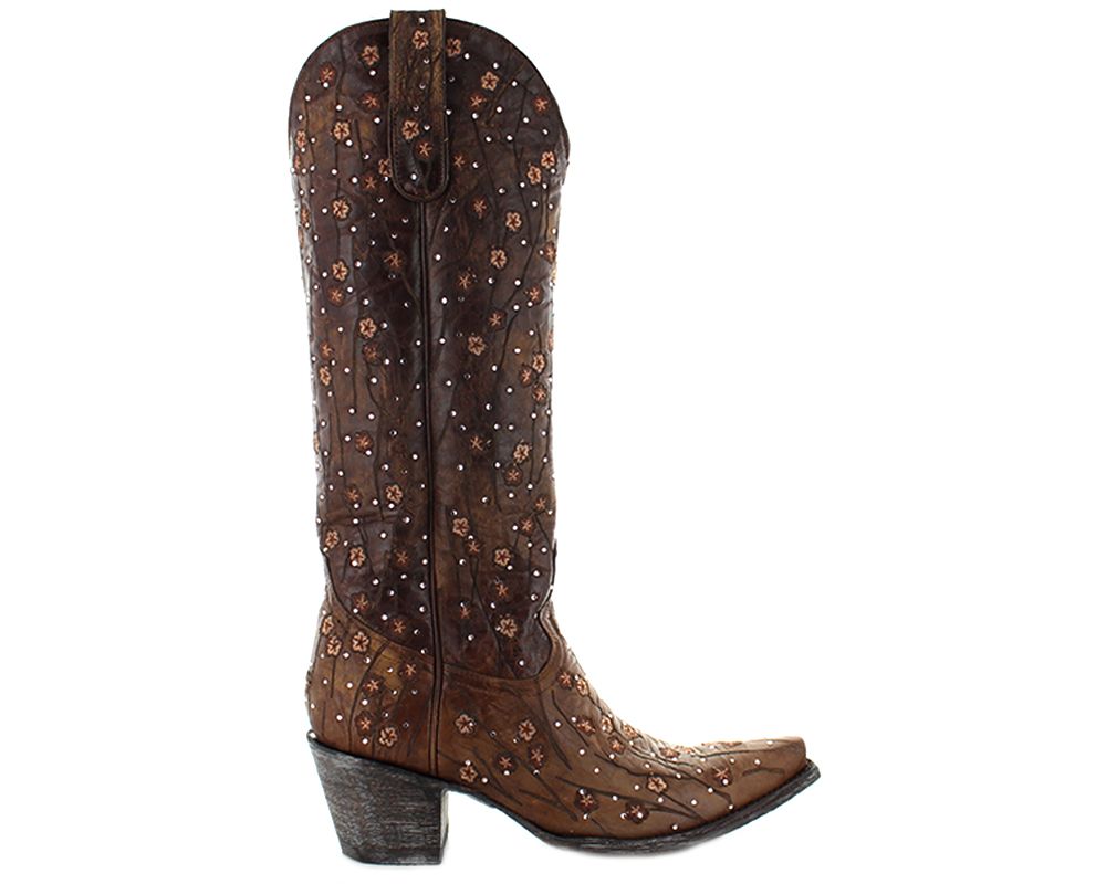 Old Gringo Brass Byroni 15" Shaft Floral Crystal Boots