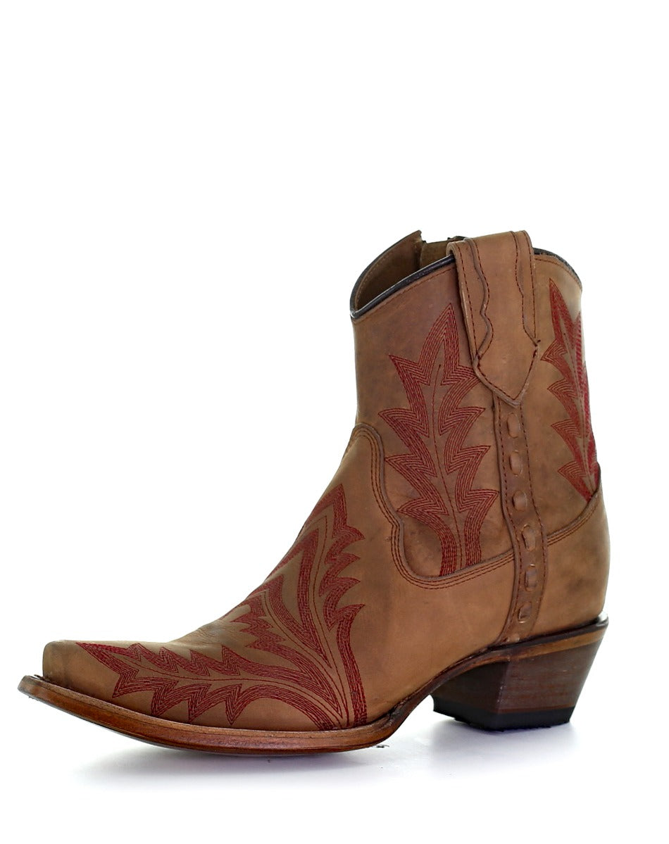 Circle G Ladies Sand Embroidery and Zipper Ankle Boot L5703