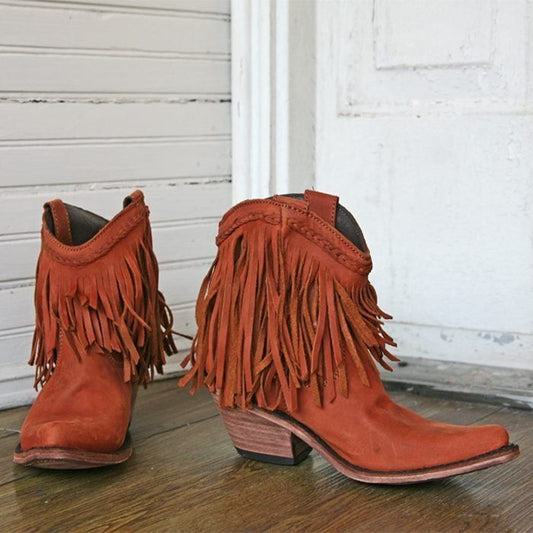 Liberty Black Vegas Papaya Fringe Booties