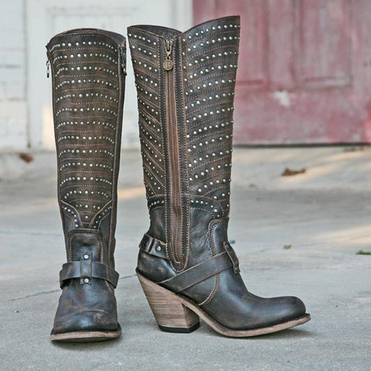 Liberty Black Vintage Cafe Studded Boots