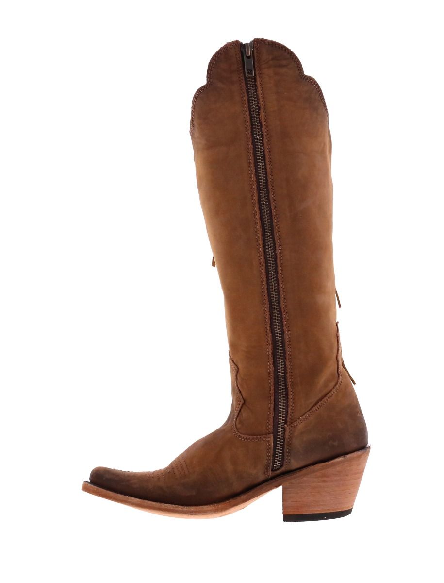 Vegas Faggio Tan Brown Concho Fringed Boots