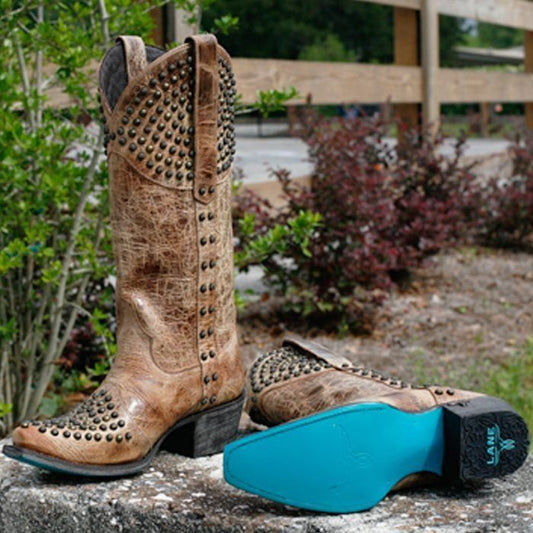 Lane Rock On Boots With Antique Brass Studs