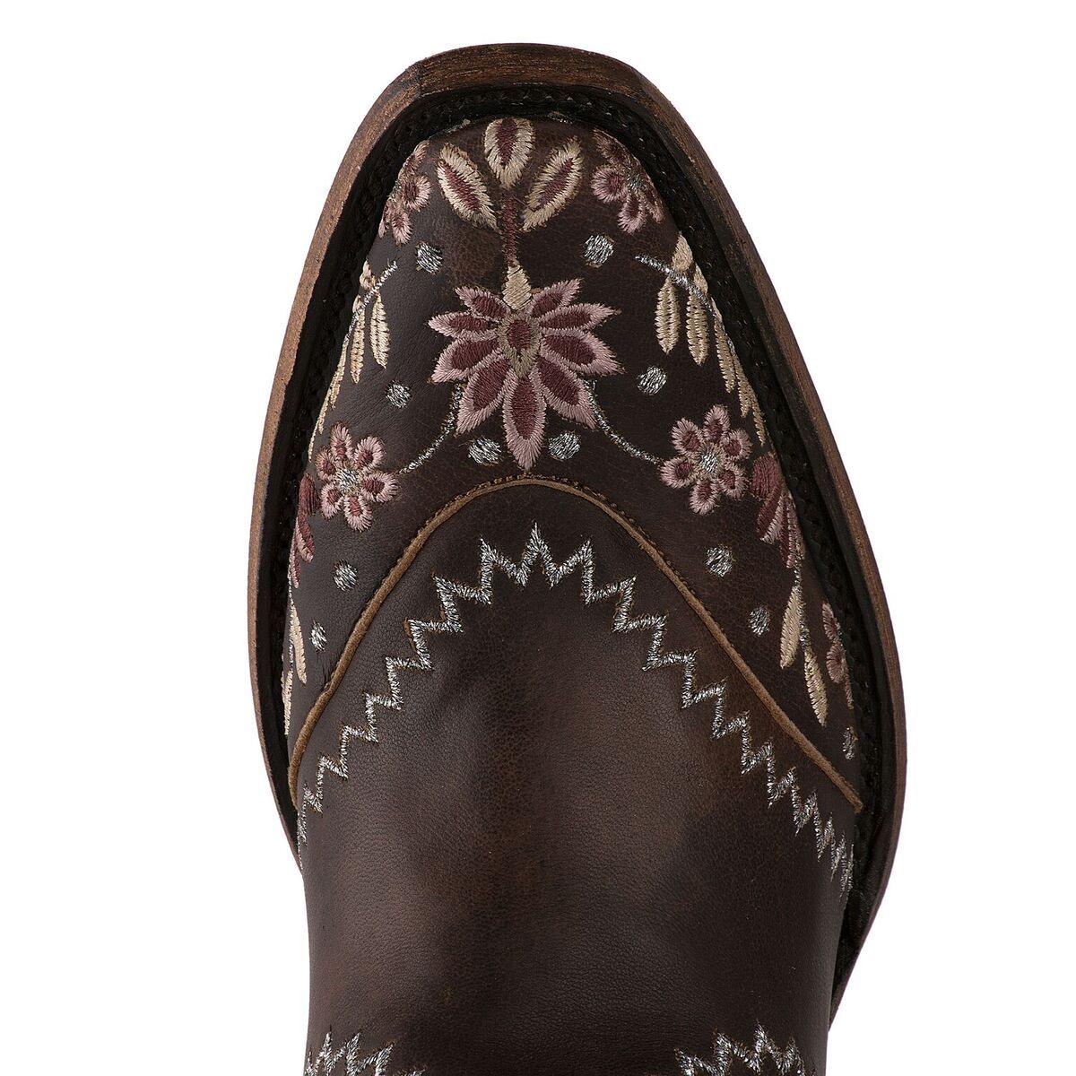 Lane Landrun Gardens Embroidered Ankle Boot in Dark Brown