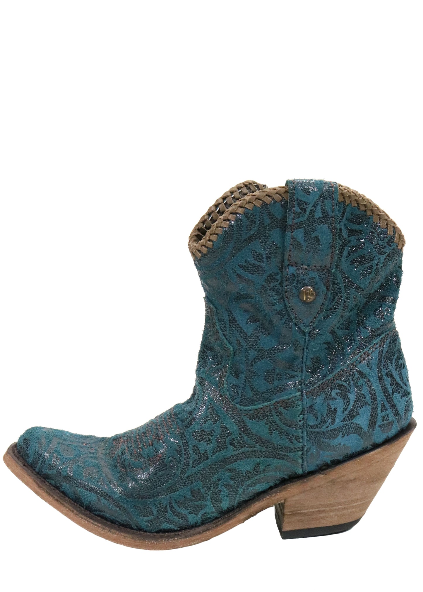 Liberty Black Split Pet Blue Damask Print Bootie