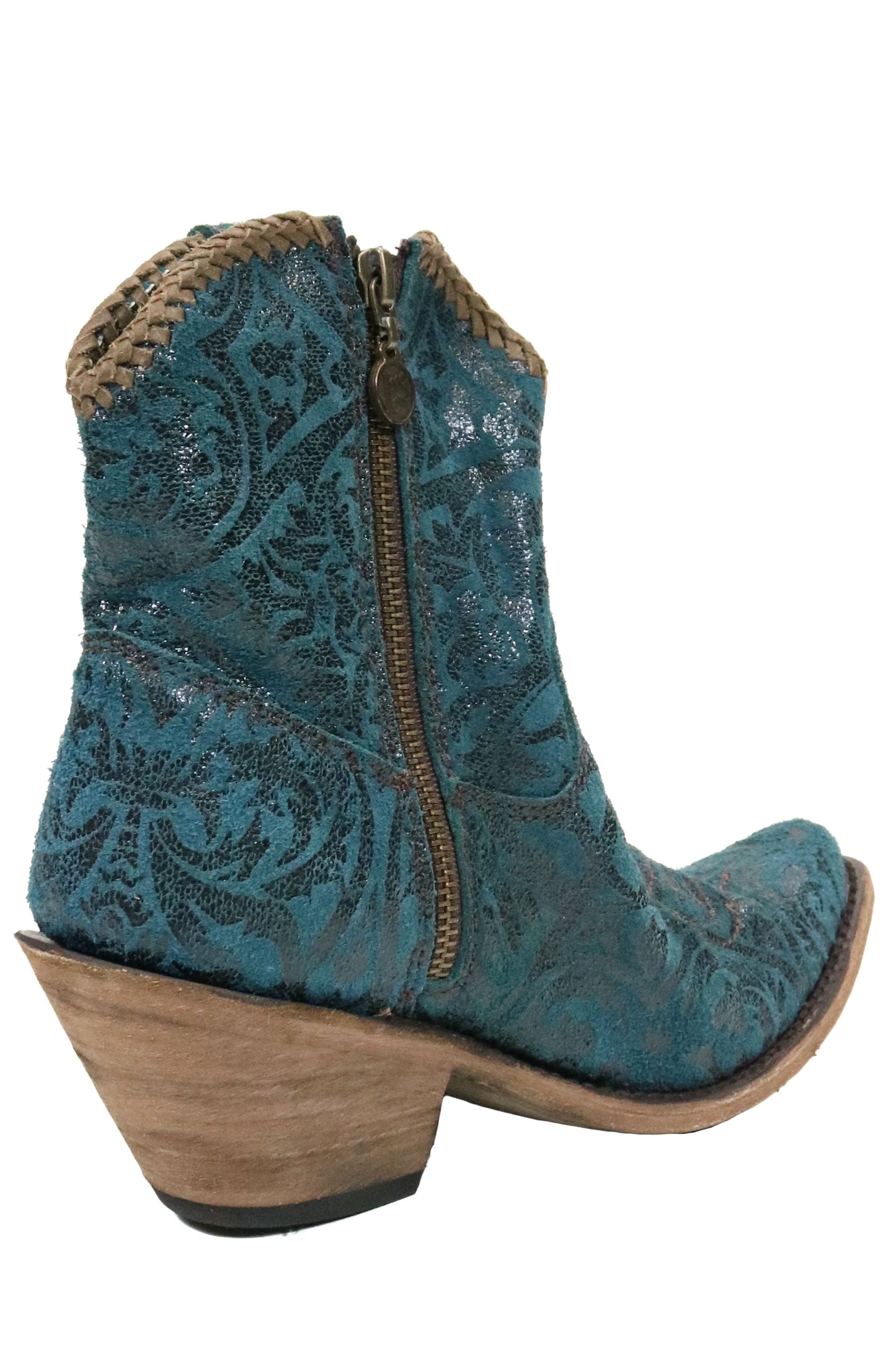 Liberty Black Split Pet Blue Damask Print Bootie