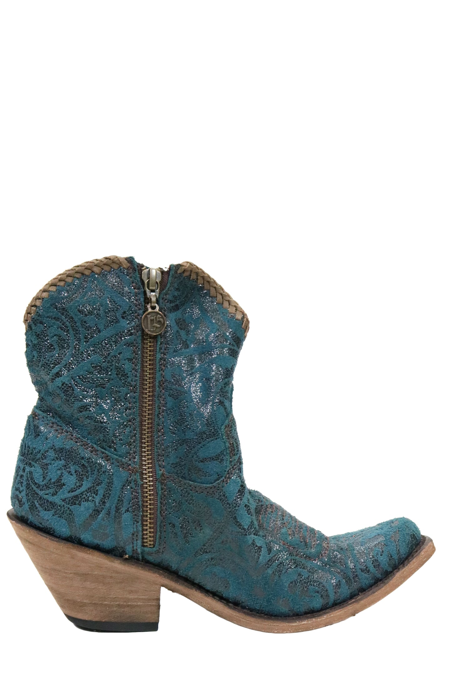 Liberty Black Split Pet Blue Damask Print Bootie