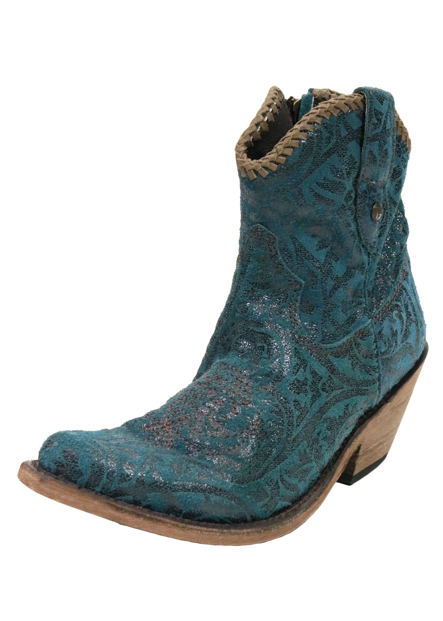 Liberty Black Split Pet Blue Damask Print Bootie