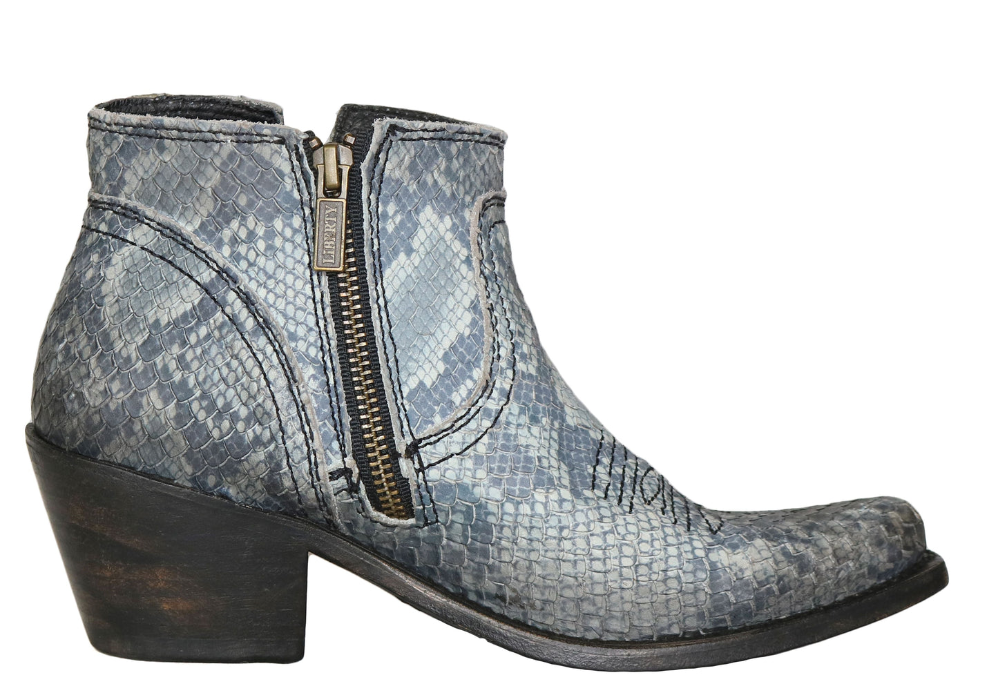 Liberty Black Pithon Fileteado Gris Ankle Boots