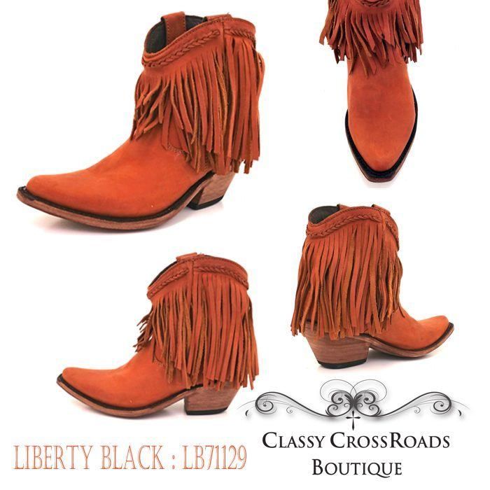 Liberty Black Vegas Papaya Fringe Booties