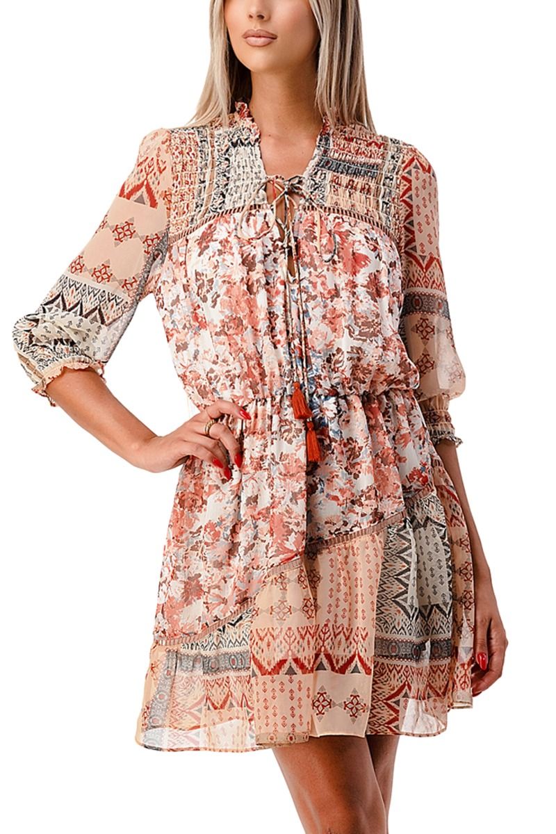 Miss Me Paisley Print Woven Dress