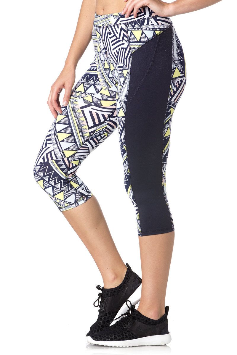 Miss Me Green Multi Active Capri Legging