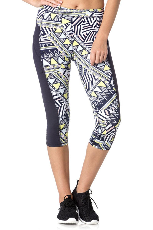 Miss Me Green Multi Active Capri Legging