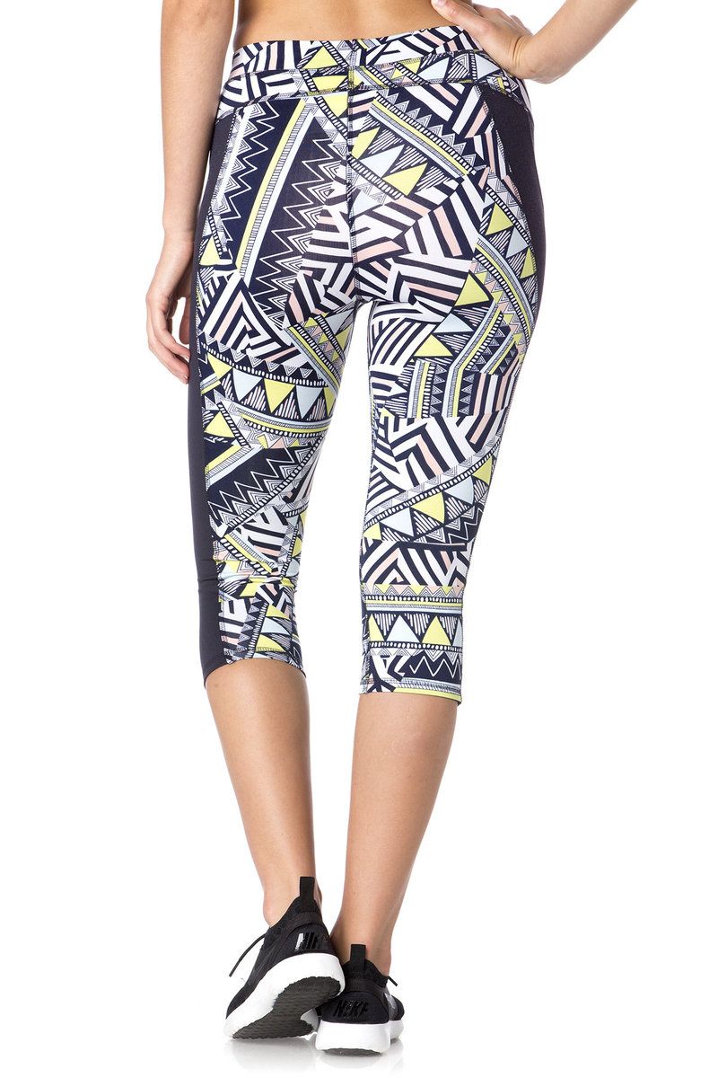 Miss Me Green Multi Active Capri Legging