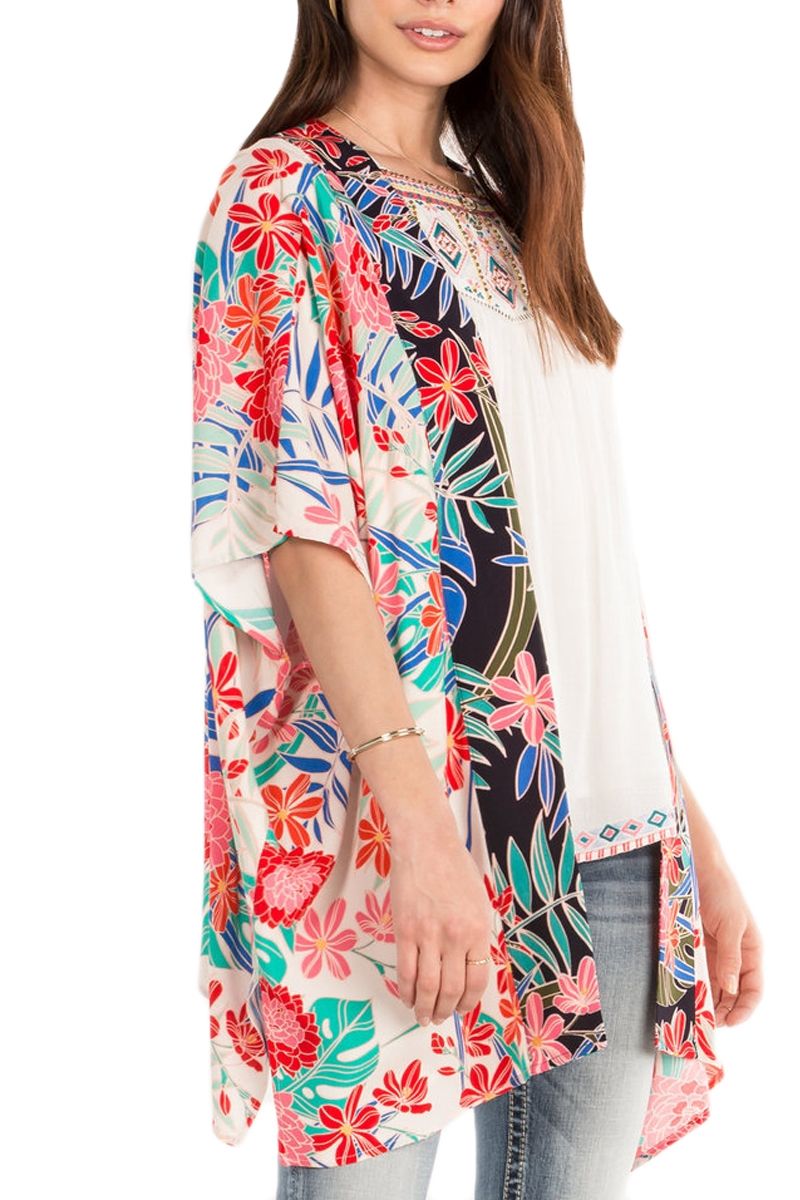 Miss Me Ivory Floral Print Dolman Kimono