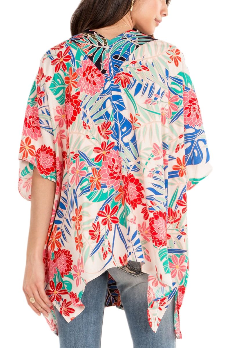 Miss Me Ivory Floral Print Dolman Kimono