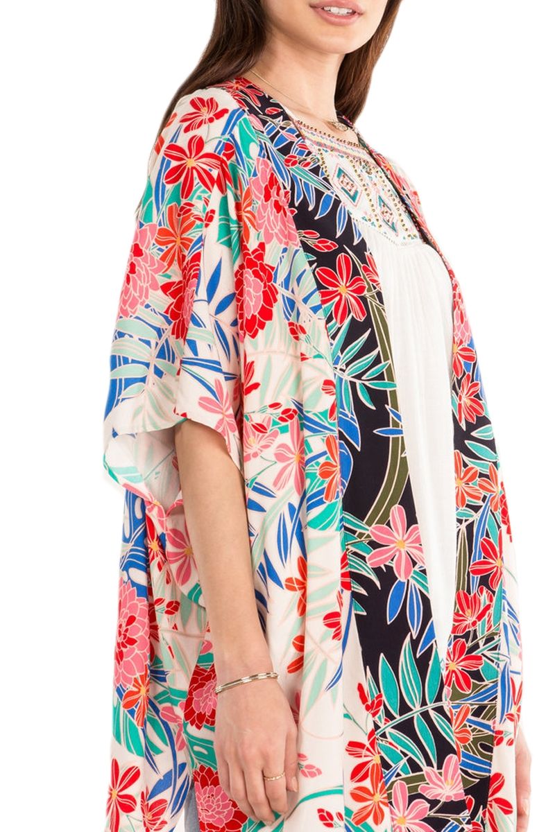 Miss Me Ivory Floral Print Dolman Kimono