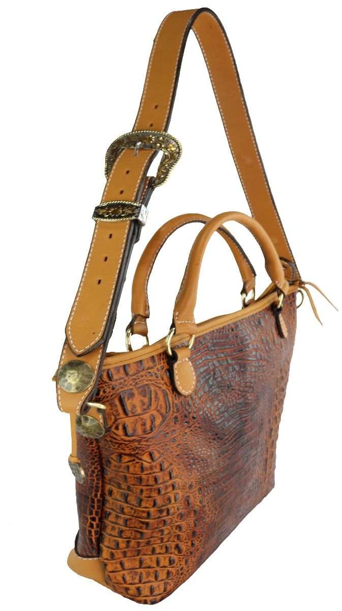 Autumn Crocodile Print Messenger Tote By Double J Saddlery