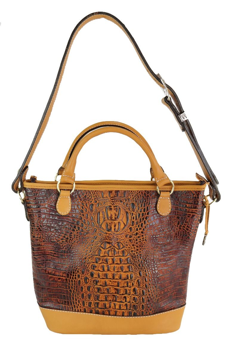 Autumn Crocodile Print Messenger Tote By Double J Saddlery