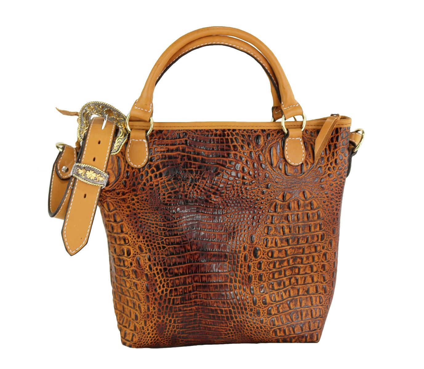 Autumn Crocodile Print Messenger Tote By Double J Saddlery