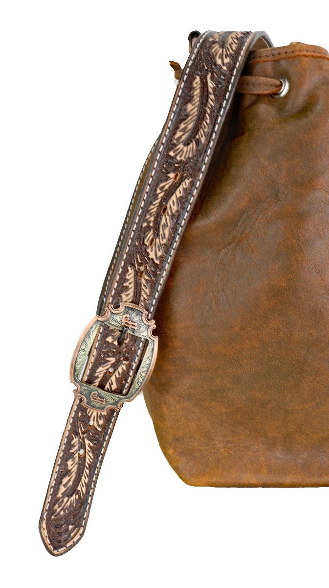 Brindle Cowhide Drawstring  Messenger Tote By Double J Saddlery